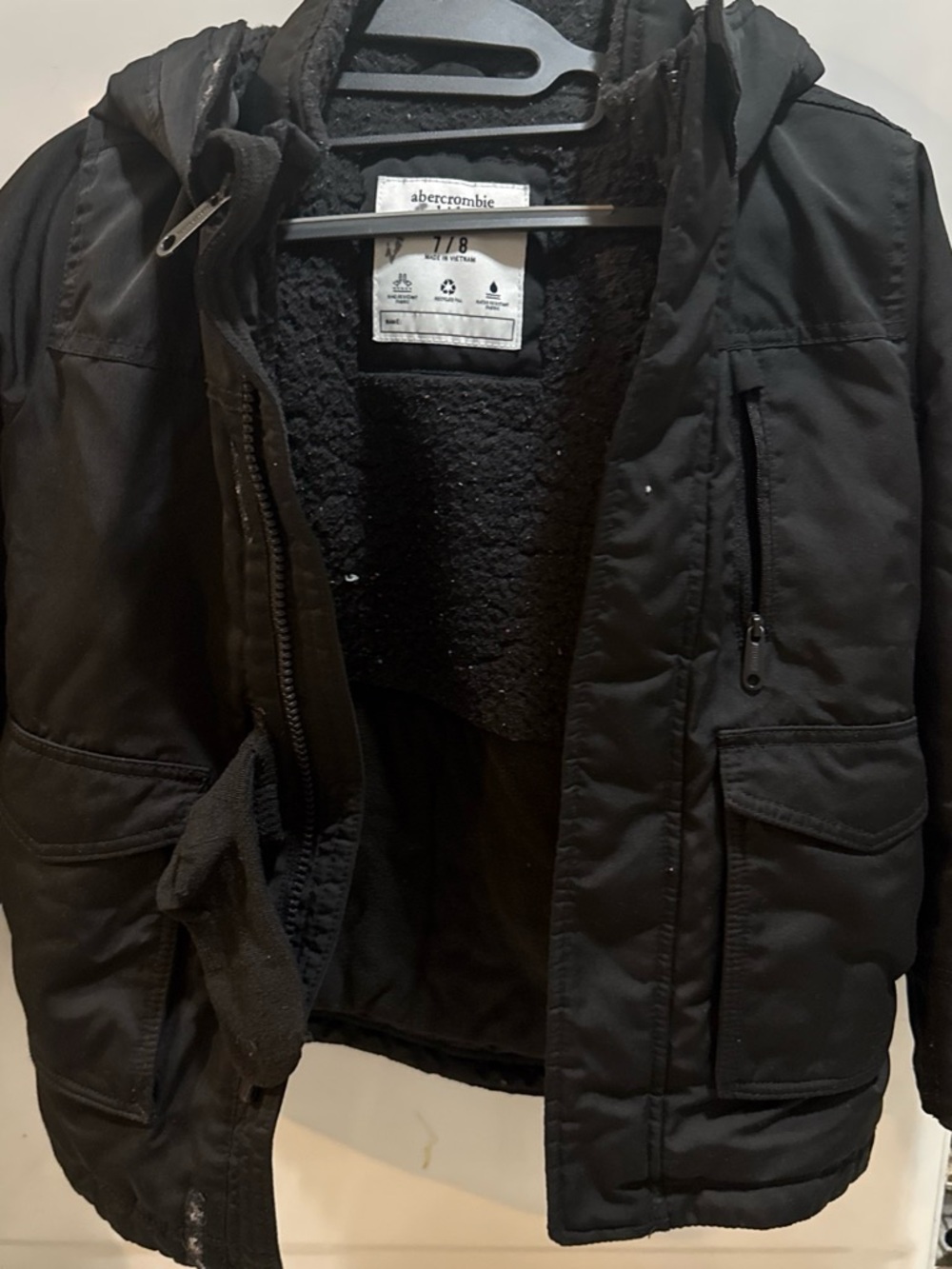 Abercrombie kids Black Insulated Hooded Jacket